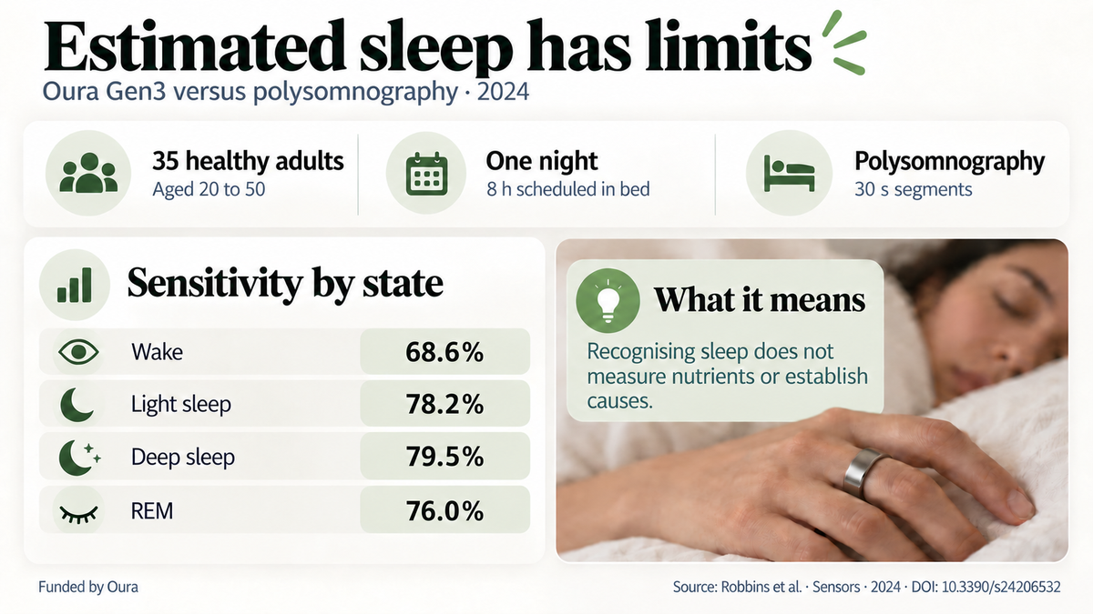Oura Gen3 Study: 35 adults, one night, and sensitivity of wakefulness and three sleep states compared to polysomnography