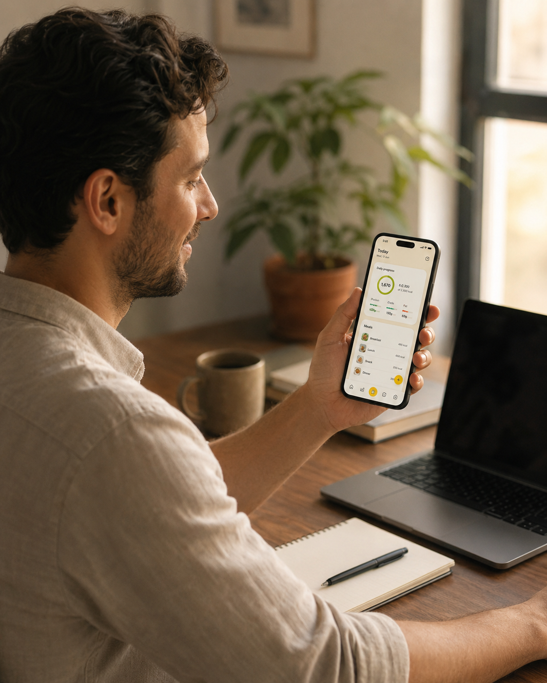 Person logging their meal in a nutrition app to identify glycemic patterns