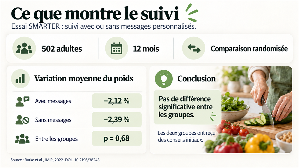 Résultats de l'essai SMARTER sur le suivi avec et sans messages personnalisés